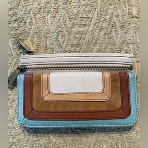 Fossil Women's Wallet in Cream, Brown, and Blue